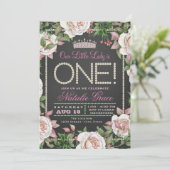 Krijtbord Parels Little Lady 1st Verjaardag Kaart (Staand voorkant)