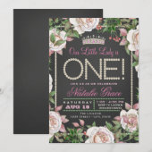 Krijtbord Parels Little Lady 1st Verjaardag Kaart (Voorkant / Achterkant)