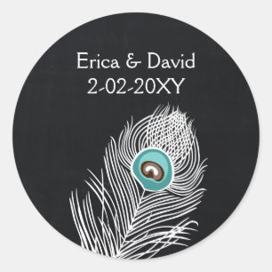 Krijtbord pauw bruiloft gunst stickers