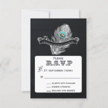  Krijtbord pauw bruiloft rsvp 3.5 x 5