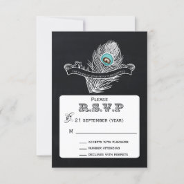  Krijtbord pauw bruiloft rsvp 3.5 x 5