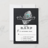 Krijtbord pauw bruiloft rsvp 3.5 x 5 (Voorkant)