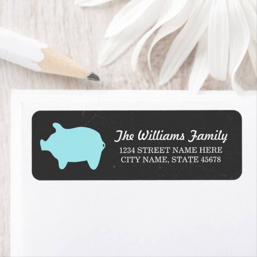 Krijtbord Piggie Adresetiketten / Blauw Etiket (Insitu)
