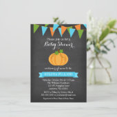 Krijtbord Pompoen Bunting Boy Herfst Baby shower Kaart (Staand voorkant)