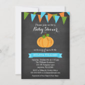 Krijtbord Pompoen Bunting Boy Herfst Baby shower Kaart (Voorkant)