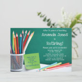 Krijtbord & potlood krijtjes leraar pensioen kaart (Staand voorkant)