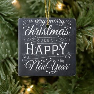 Krijtbord Prettig Kerstfeest Gelukkig Nieuwjaar Keramisch Ornament