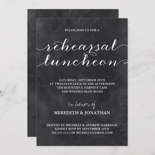 Krijtbord Proefbruiloftslunch Kaart (Voorkant / Achterkant)