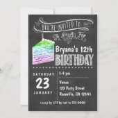 Krijtbord Rainbow Cake Slice Verjaardag Uitnodigin Kaart (Voorkant)