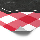 Krijtbord Red Gingham Zonnebloem Monogram Momosa Poster (Hoek)