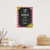 Krijtbord Red Gingham Zonnebloem Monogram Momosa Poster (Keuken)