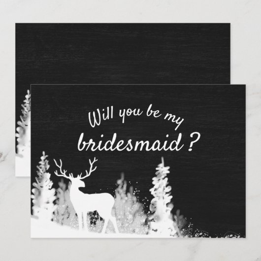 Krijtbord rendier kerst bruiloft | bruidsmeisje kaart (Voorkant / Achterkant)