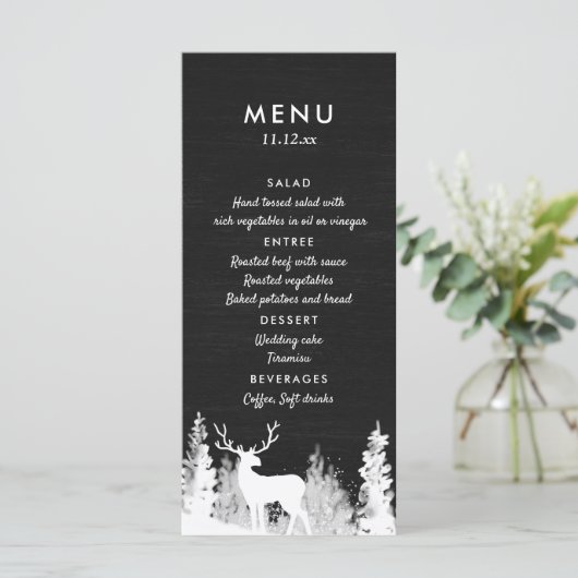Krijtbord Rendier Kerst Bruiloftsmenu Menu (Staand voorkant)