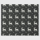 Krijtbord rendier sneeuwvlokken rustieke kerst cadeaupapier (Vlak)