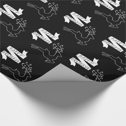 Krijtbord rendieren cadeaupapier (Hoek)