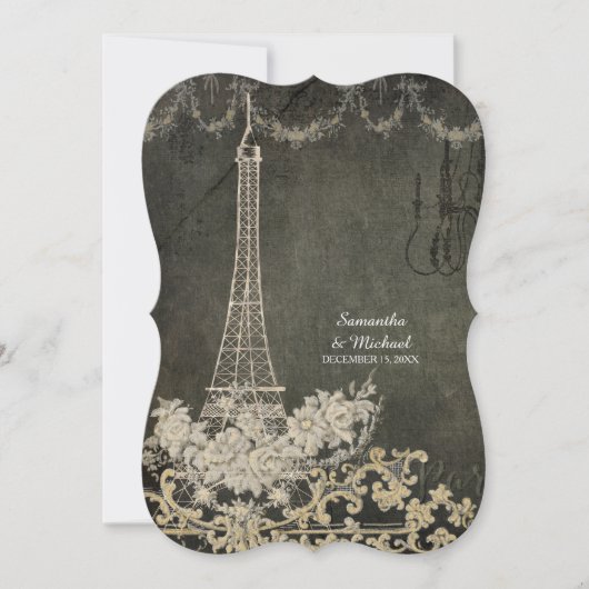 Krijtbord Retro Parijs Parijse Koppel Bruidsdouche Kaart (Voorkant)