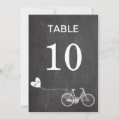 Krijtbord romantische fiets initiële tafel nummer kaart (Voorkant)
