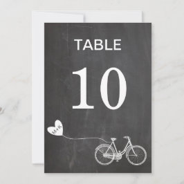 Krijtbord romantische fiets initiële tafel nummer kaart