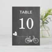 Krijtbord romantische fiets initiële tafel nummer kaart (Staand voorkant)