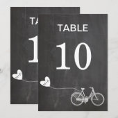 Krijtbord romantische fiets initiële tafel nummer kaart (Voorkant / Achterkant)