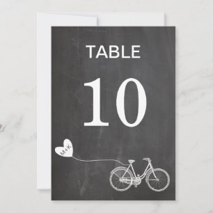 Krijtbord romantische fiets initiële tafel nummer kaart