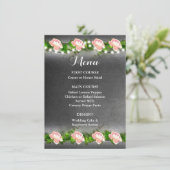 Krijtbord Roos Bruiloft Menu (Staand voorkant)