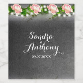 Krijtbord Roos Bruiloft Mousserende Wijn Label Etiket (Enkel label)