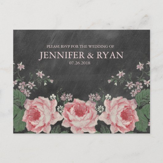  krijtbord Roos RSVP Briefkaart (Voorkant)