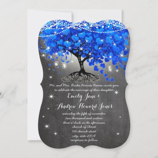 Krijtbord Royal Blauw Hart Blad Boom Metselwerk Po Kaart (Voorkant)
