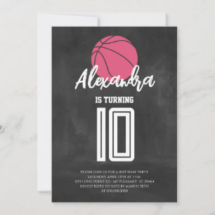 Krijtbord Roze Basketbal Verjaardag Kaart