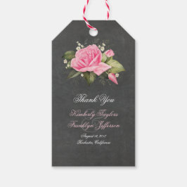  krijtbord roze bloemen bruiloft cadeaulabel