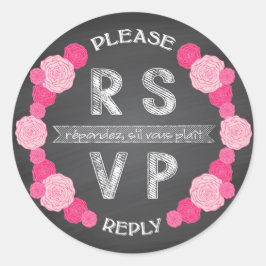 Krijtbord Roze Rozen RSVP Sticker