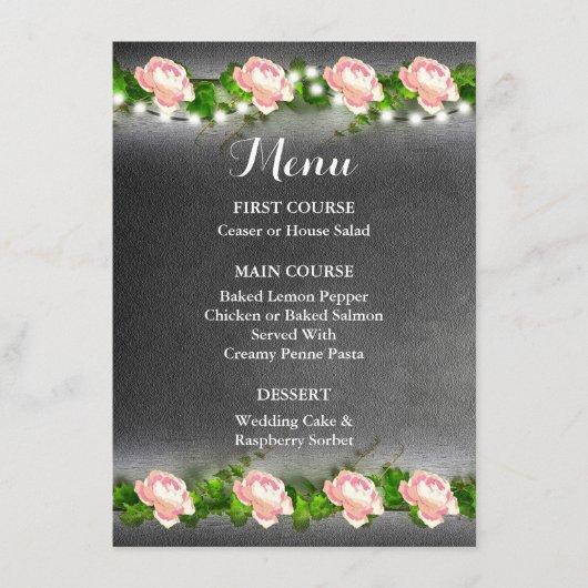 Krijtbord Roze Trouwmenu Menu (Voorkant)