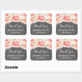Krijtbord Roze Waterverf Bloemen Bruiloft Label (Vel)
