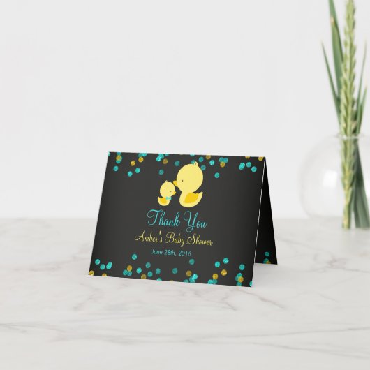 Krijtbord Rubber Eend Baby Shower Bedankkaart (Voorkant)