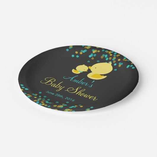 krijtbord rubber eend Baby shower papier Bord (Gekanteld)