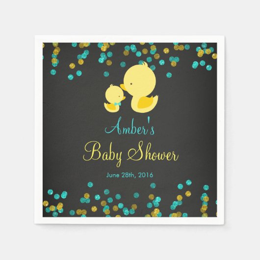 Krijtbord Rubber Eend Baby Shower Servetten (Voorkant)