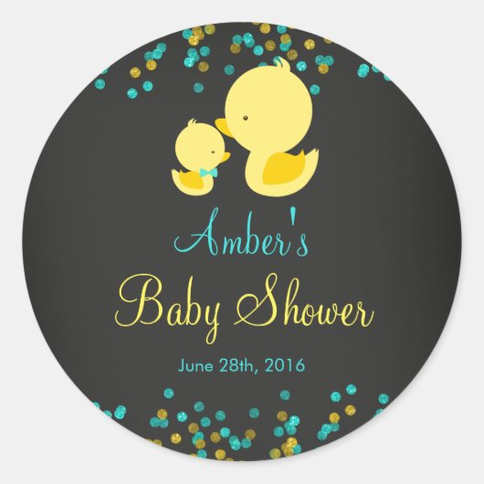 Krijtbord Rubber Eend Baby Shower Sticker (Voorkant)