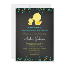 Krijtbord Rubber Eend Baby Shower Uitnodiging
