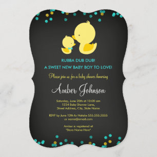 Krijtbord Rubber Eend Baby Shower Uitnodiging