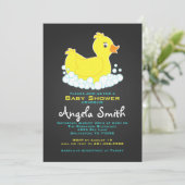 Krijtbord Rubber Eendje Baby Shower Kaart (Staand voorkant)