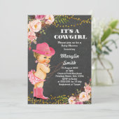 Krijtbord Rustic Cowgirl Baby shower Kaart (Staand voorkant)