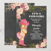 Krijtbord Rustic Cowgirl Baby shower Kaart (Voorkant / Achterkant)