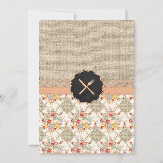 Krijtbord Rustiek Country Friendsgiving Burlap Kaart (Achterkant)