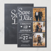 Krijtbord rustieke fotocollage save the date (Voorkant / Achterkant)