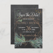 Krijtbord rustieke winterkrans opslaan datum bruil save the date (Voorkant / Achterkant)