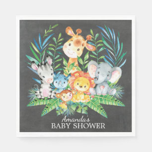 Krijtbord Safari Oerwoud Baby shower Papieren serv Servet
