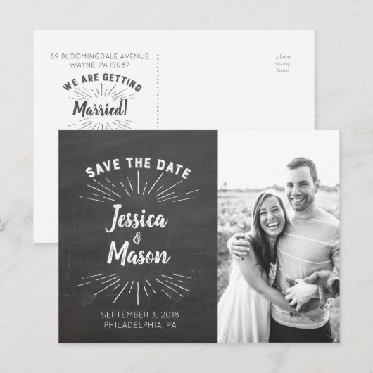 Krijtbord Save the Date Briefkaart (Voorkant / Achterkant)