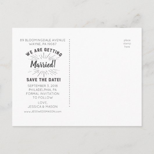 Krijtbord Save the Date Briefkaart (Achterkant)