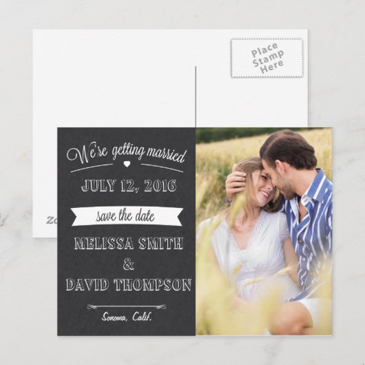 Krijtbord Save the Date Briefkaart (Voorkant / Achterkant)